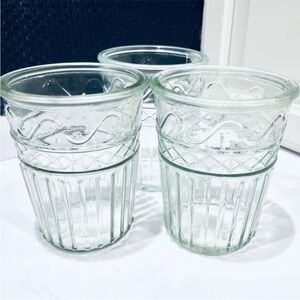Set of 3 Clear Pressed Glass Vases